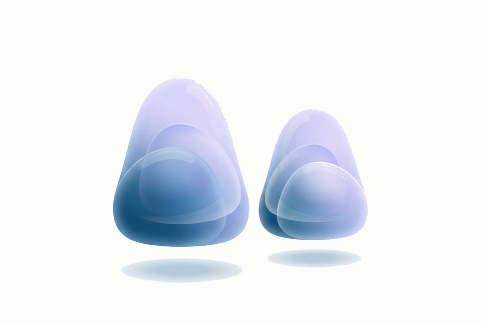 Twee soft 3D pastel-blue meeteenheden naast elkaar vergeleken