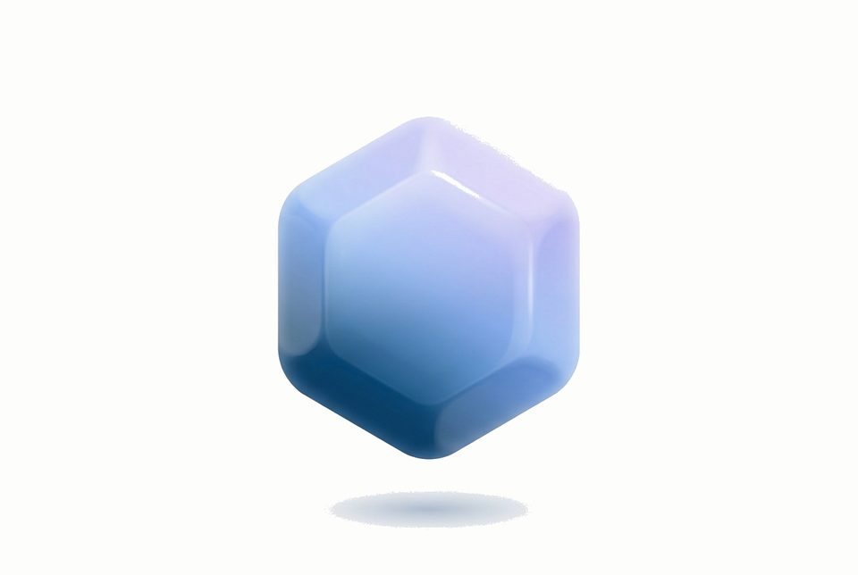 Soft 3D pastel-blue glucose-molecuul vorm